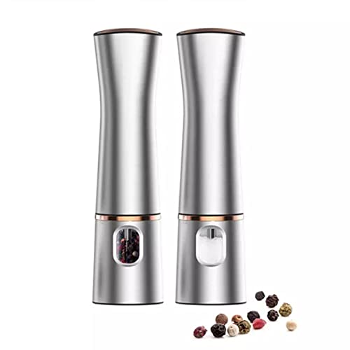 Electric Salt and Pepper Mill Set of 2 Stainless Steel Large 21.5cm