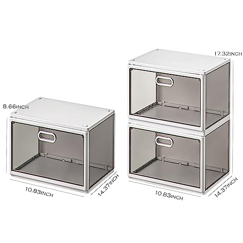 Premium Clear Stackable Shoe Storage Box Easy Assembly, Foldable, Space-Saving Storage Boxes for Shoe Display and Clothing Organization
