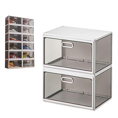 Premium Clear Stackable Shoe Storage Box Easy Assembly, Foldable, Space-Saving Storage Boxes for Shoe Display and Clothing Organization