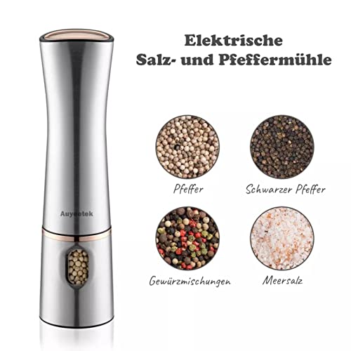 Electric Salt and Pepper Mill Set of 2 Stainless Steel Large 21.5cm