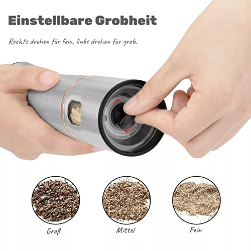 Electric Salt and Pepper Mill Set of 2 Stainless Steel Large 21.5cm