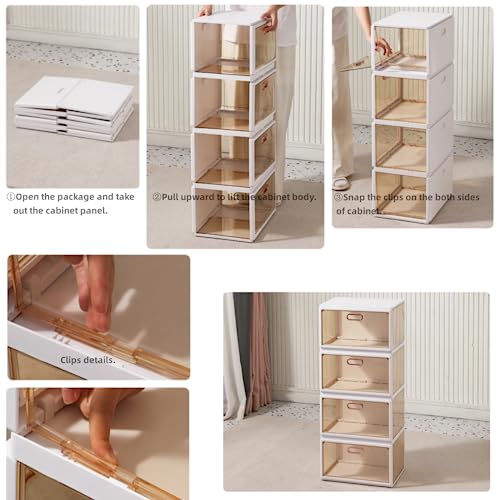 Premium Clear Stackable Shoe Storage Box Easy Assembly, Foldable, Space-Saving Storage Boxes for Shoe Display and Clothing Organization