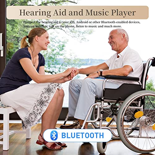 Hearing Aids with Bluetooth for Seniors&adults,Rechargeable Hearing Amplifier with Noise Cancelling,Volume Control,bluetooth mode,small,Easy to use
