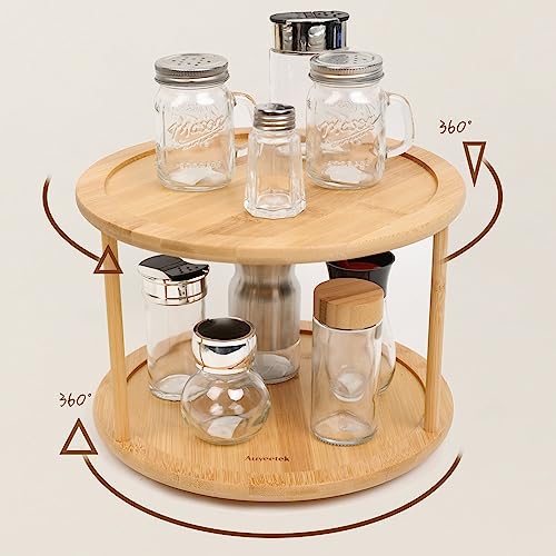 Bamboo Spice Rack Organizer Lazy Susan
