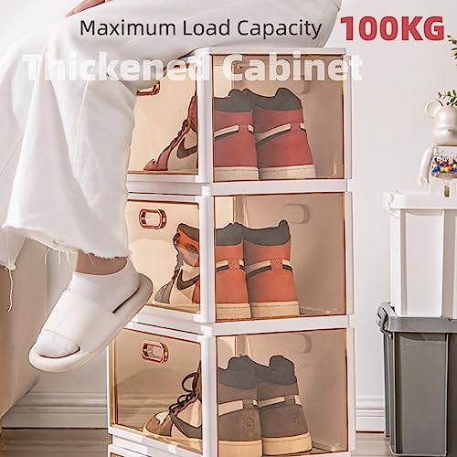Premium Clear Stackable Shoe Storage Box Easy Assembly, Foldable, Space-Saving Storage Boxes for Shoe Display and Clothing Organization