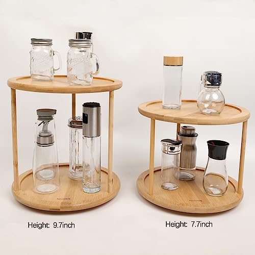 Bamboo Spice Rack Organizer Lazy Susan