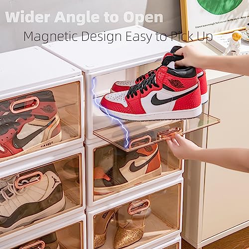 Premium Clear Stackable Shoe Storage Box Easy Assembly, Foldable, Space-Saving Storage Boxes for Shoe Display and Clothing Organization