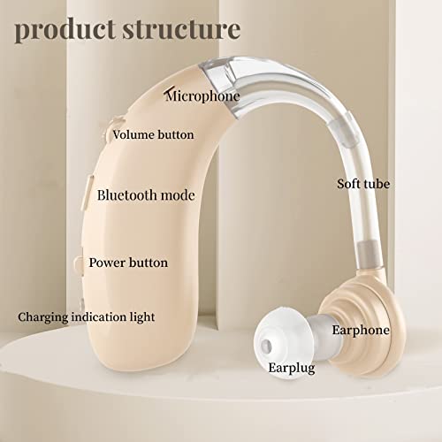 Hearing Aids with Bluetooth for Seniors&adults,Rechargeable Hearing Amplifier with Noise Cancelling,Volume Control,bluetooth mode,small,Easy to use